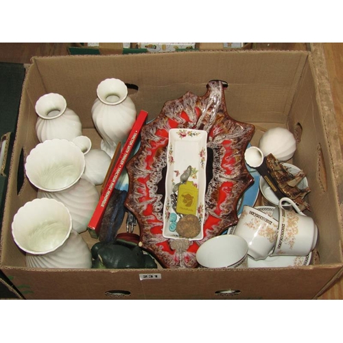 231 - BOX; LAMPS, JEWELLERY BOX, ORNAMENTS ETC.