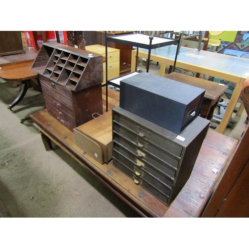 873 - FILING BOXES, WOODEN BOXES, LETTER RACK ETC