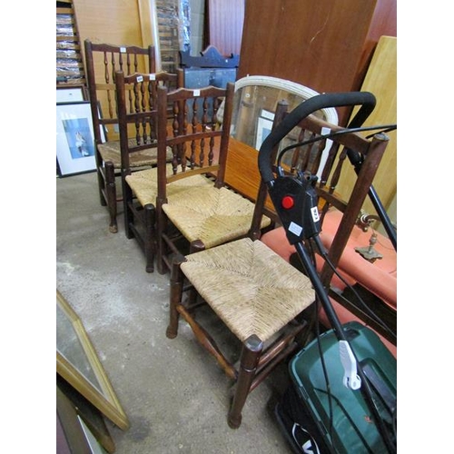 924 - FOUR RUSH SEATED DINING CHAIRS