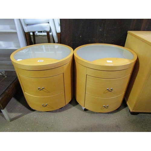 912 - TWO CIRCULAR BEDSIDE TABLES