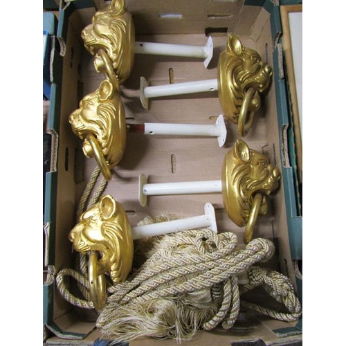 482 - BOX OF CURTAIN PELMETS AND TIES