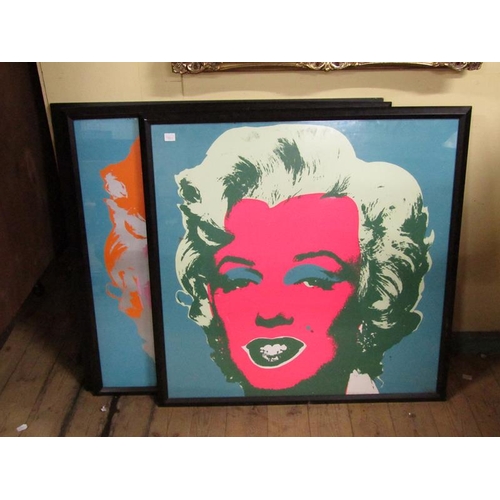 1010 - AFTER ANDY WARHOL - FOUR COLOURED PRINTS - MARILYN MONROE, EACH 90CM X 90CM