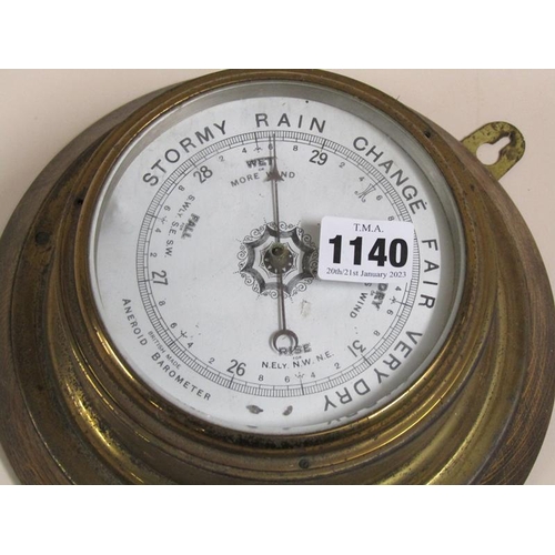 1140 - ANEROID WALL BAROMETER - FRAME 21cms DIA