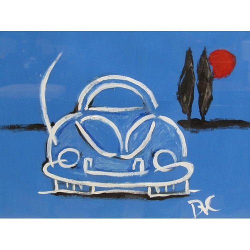 1028 - B TARRANT - V W BEETLE.  WATERCOLUR, F/G 38 x 43 cms