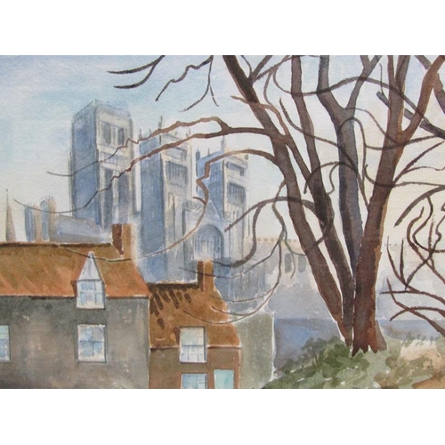 1032 - ARTHUR McLAIN - DURHAM CATHEDRAL, SIGNED WATERCOLOUR.  F/G 27 x 36 cms