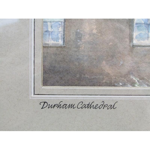 1032 - ARTHUR McLAIN - DURHAM CATHEDRAL, SIGNED WATERCOLOUR.  F/G 27 x 36 cms