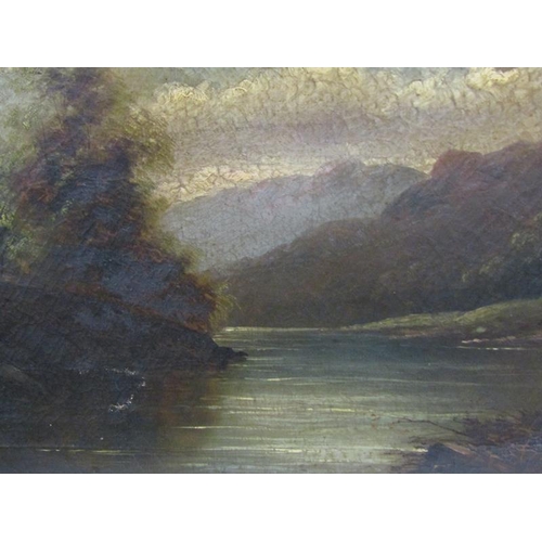 1034 - SIGNED INDISTINCTLY, 19c RIVER AND WATERFALL SCENES.  OIL ON CANVAS FRAMED - DAMAGE TO CANVAS