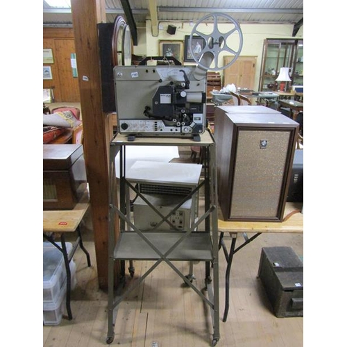 1103 - BOLEX 421 PROJECTOR ON STAND, PROJECTOR 42CM H AND REELS