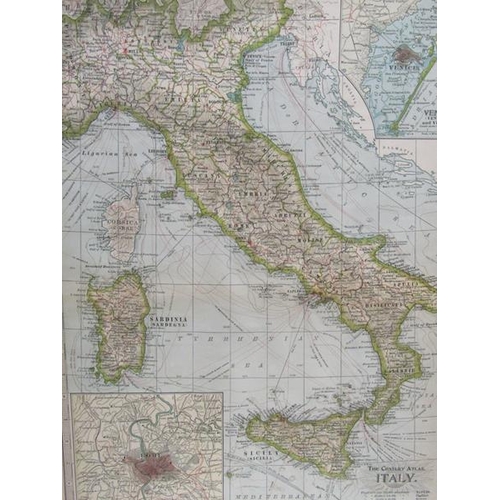 1037 - FRAMED MAP OF ITALY FROM THE CENTURY ATLAS, F/G, 69CM X 48CM