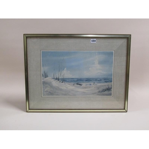 1059 - FRAMED COLOURED PRINT - COASTAL SUBJECT, 29CM X 43CM