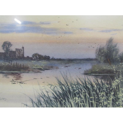 1067 - F E FRASER - TWO EAST ANGLIAN RIVERSCAPES, SIGNED WATERCOLOURS, F/G, 15CM X 25CM