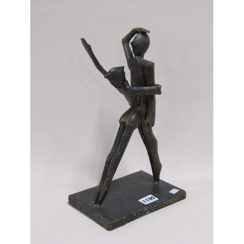 1195 - BRONZED METAL FIGURE OF TWO DANCERS - 34cms H