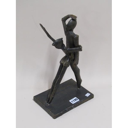 1195 - BRONZED METAL FIGURE OF TWO DANCERS - 34cms H