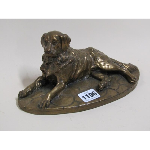 1196 - COWLEY FINE ART GILDED FIGURE OF A DOG, SIGNED A MARTIN, 25cms W AT BASE