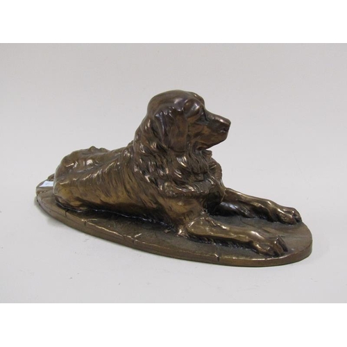 1196 - COWLEY FINE ART GILDED FIGURE OF A DOG, SIGNED A MARTIN, 25cms W AT BASE