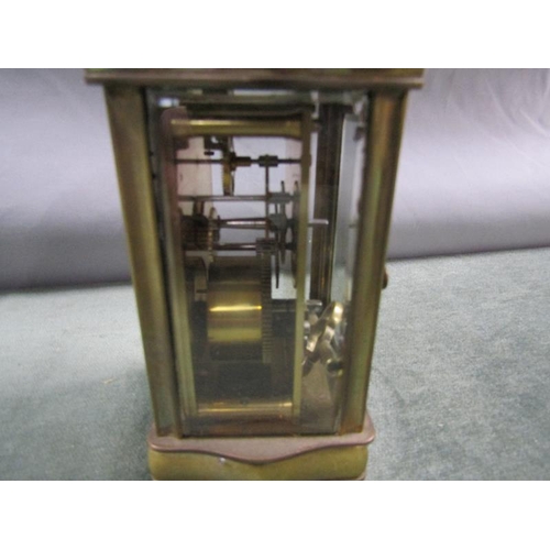 1213 - BRASS CASED CARRIAGE CLOCK, 13CM H