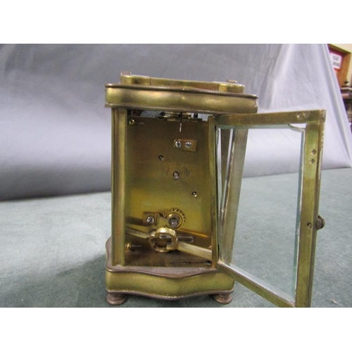 1213 - BRASS CASED CARRIAGE CLOCK, 13CM H