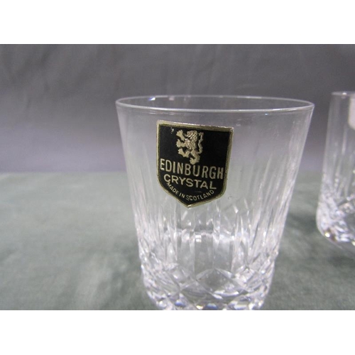 1638 - FOUR EDINBURGH CRYSTAL WHISKEY GLASSES, 8.5CM H