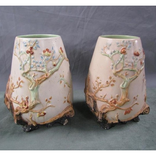 1563 - PAIR OF CLARICE CLIFF MY GARDEN VASES, 20CM H - ONE A/F