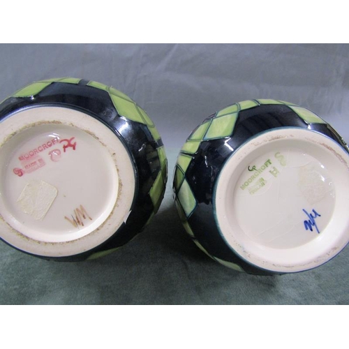 1567 - PAIR OF WILLIAM MOORCROFT BALUSTER VASES, 19CM H - SECOND QUALITY