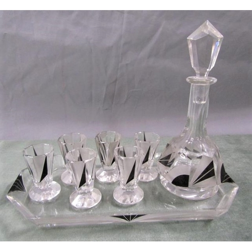 1570 - ART DECO CZECHOSLOVAKIAN LIQUEUR SET, STAND 26CM W