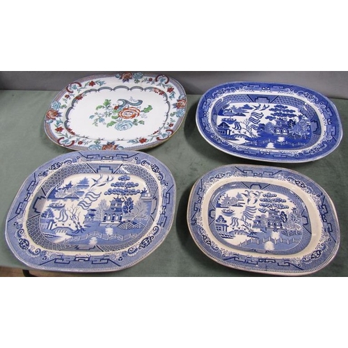 1619 - COLLECTION OF 19C PLATTERS - LARGEST 51CM W