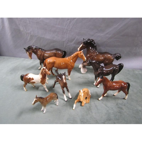 1621 - COLLECTION OF BESWICK HORSES ETC, TWO A/F