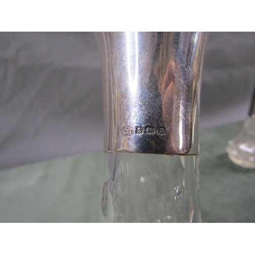 1478 - CUT GLASS CARAFE WITH SILVER MOUNT TOGETHER WITH A SCENT BOTTLE