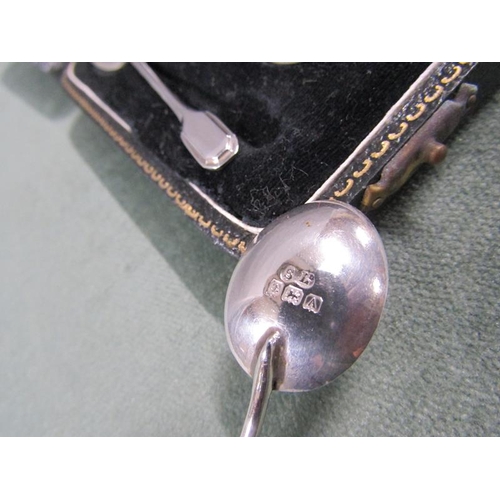 1503 - BOX OF SIX SILVER COFFEE SPOONS TOGETHER WITH BOX OF SIX BEAN SPOONS