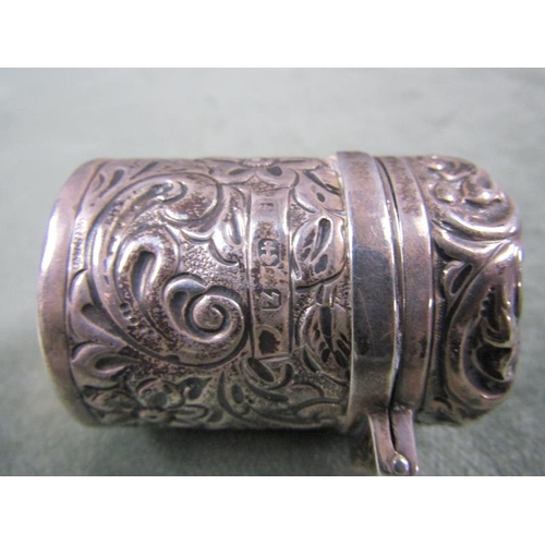 1505 - SILVER TOP GLASS INKWELL, TRINKET POT, SILVER SALT BOTTLE