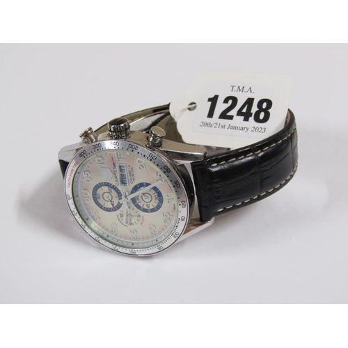 1248 - STEEL CASED CHRONOGRAPH WITH LEATHER STRAP