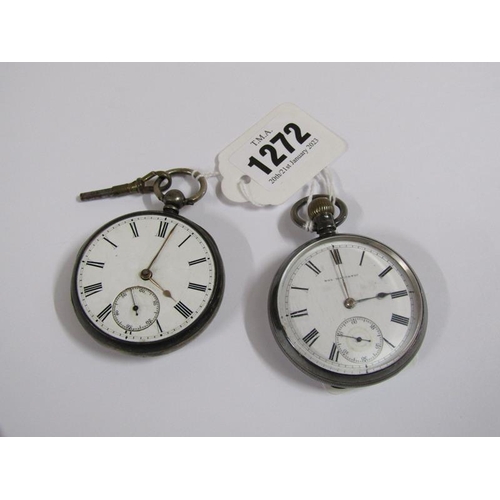 1272 - TWO SILVER CASED POCKET WATCHES