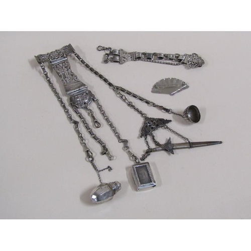 1284 - COLLECTION OF SMALL SILVER ITEMS TO INCL CHATTELAINES ETC