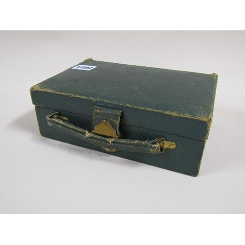 1292 - GREEN LEATHER JEWEL CASEAND CONTENTS