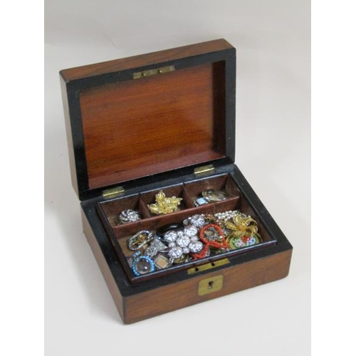 1297 - WALNUT JEWEL BOX AND CONTENTS