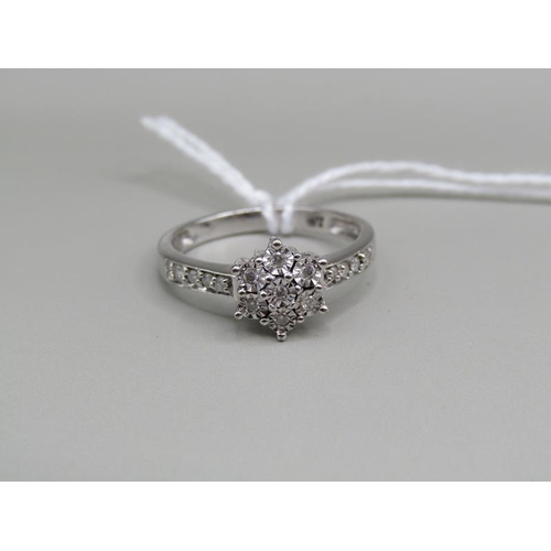 1313 - 9ct WHITE GOLD DIAMOND SET RING