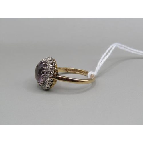 1328 - GOLD AMETHYST SET RING SIZE L 1/2