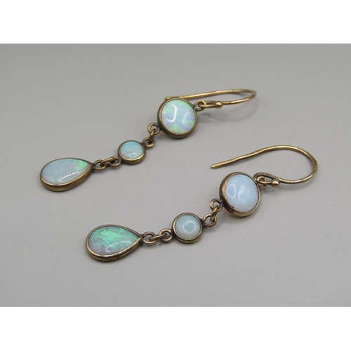 1333 - PAIR OF GOLD OPAL SET EARRINGS