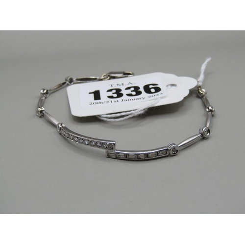 1336 - WHITE GOLD 9CT WHITE GOLD DIAMOND SET BRACELET