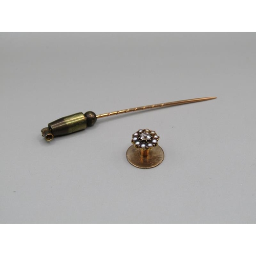 1341 - GOLD DIAMOND SET STICK PIN