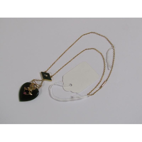 1347 - GOLD NEPHRITE PENDANT WITH CHAIN