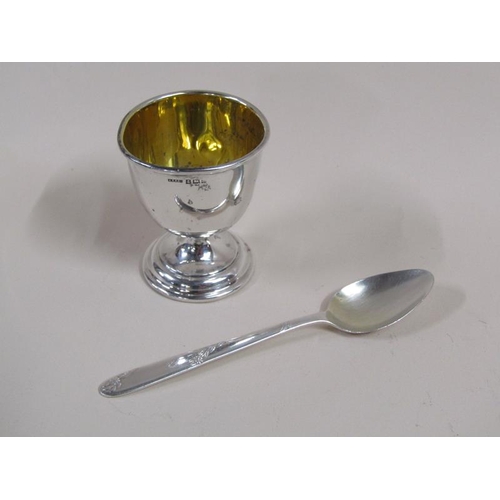 1291 - BOXED SILVER EGG CUP AND SPOON