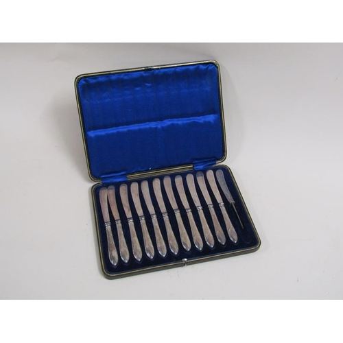 1293 - BOX OF TWELVE BUTTER KNIVES - ONE HANDLE CASING MISSING