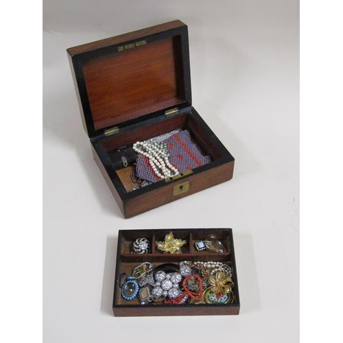 1297 - WALNUT JEWEL BOX AND CONTENTS