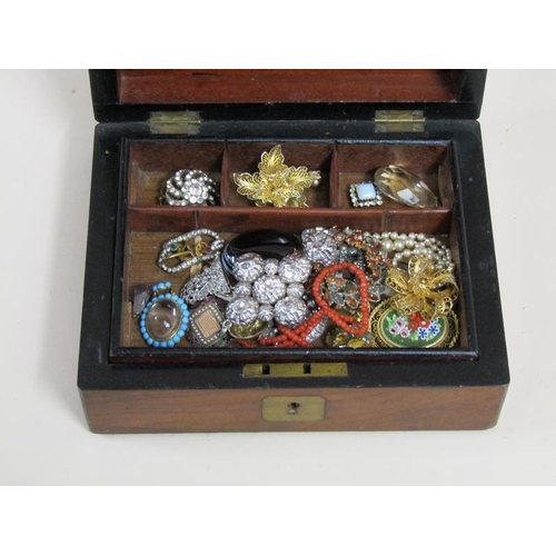 1297 - WALNUT JEWEL BOX AND CONTENTS