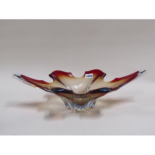 1608 - MURANO GLASS DISH 51CM W; VASE