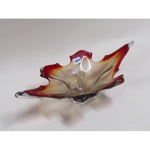 1608 - MURANO GLASS DISH 51CM W; VASE