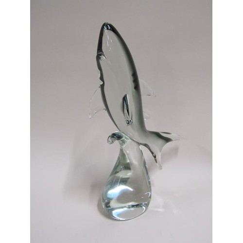 1616 - COLLECTION OF ART GLASS ANIMAL SCULPTURES - SHARK, A/F, WHALE, DUCK WITH SILVER AVENTURINE CORE AND ... 