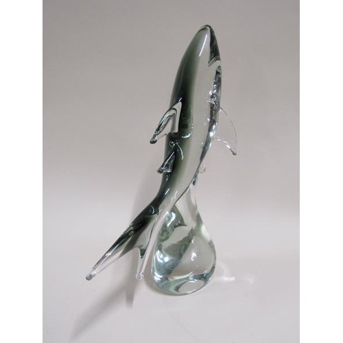 1616 - COLLECTION OF ART GLASS ANIMAL SCULPTURES - SHARK, A/F, WHALE, DUCK WITH SILVER AVENTURINE CORE AND ... 