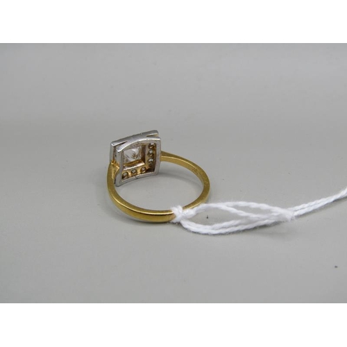 1369 - GOLD ON SILVER PLAQUE RING SIZE M 1/2